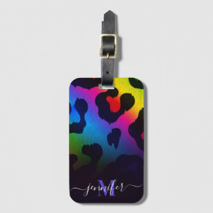 Étiquette À Bagage Empreinte de léopard coloré