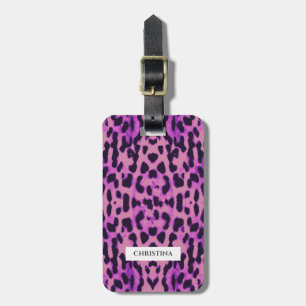 Étiquette À Bagage Empreinte de léopard Motif Purple Élégant Personna