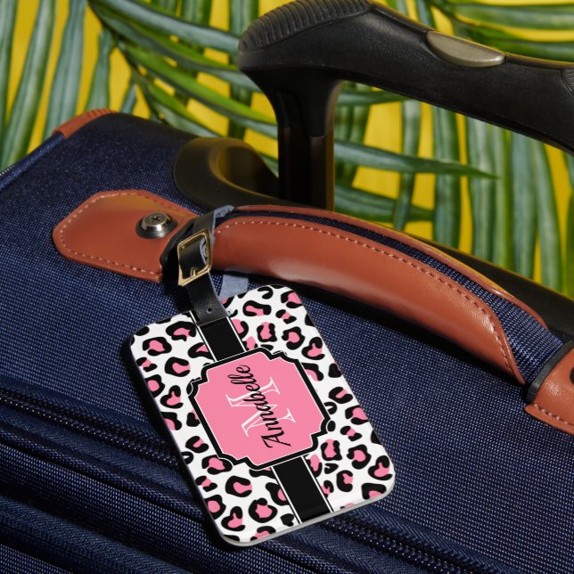 Étiquette À Bagage Empreinte de léopard rose (Insitu Rectoal 1)