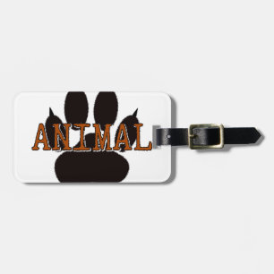 Étiquette À Bagage Empreinte de patte d'animal noir