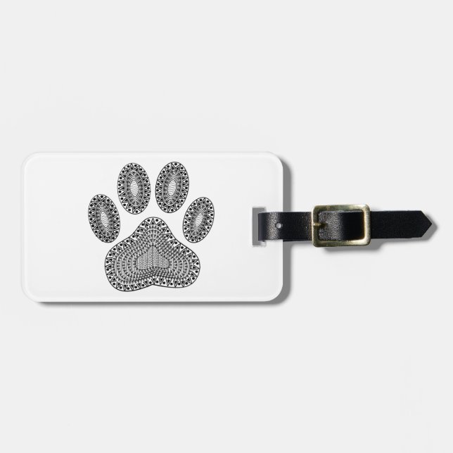 Étiquette À Bagage Empreinte de patte d'encre Abstrait (Devant horizontal)