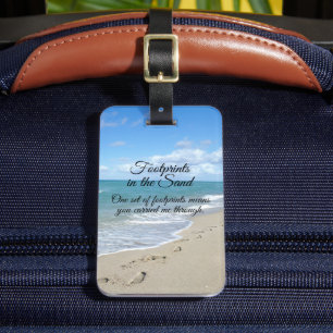 Étiquette À Bagage Empreintes dans le Sable Inspirational Christian