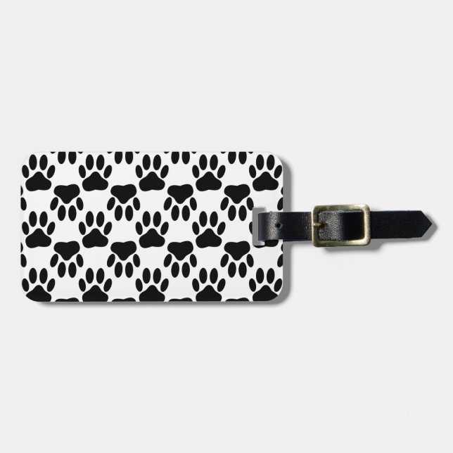 Étiquette À Bagage Empreintes de pattes de chiens haut et bas (Devant horizontal)