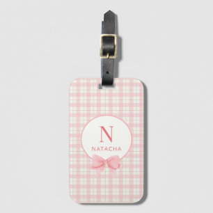 Étiquette À Bagage En vichy carré rose