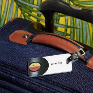 Étiquette À Bagage Enregistrement de musique vinyle noir Étiquette ba