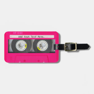 Étiquette À Bagage Enregistreur à cassettes rose Girly