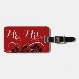 Étiquette À Bagage Ensemble mariage - Hibiscus Flourdissant Noir Roug