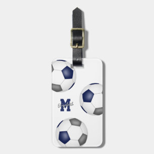 Étiquette À Bagage équipe bleue gris couleurs filles garçons soccer