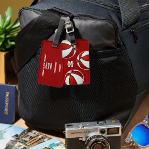 Étiquette À Bagage équipe de basket-ball rouge blanc couleurs