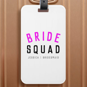 Étiquette À Bagage Équipe de mariées   Bridesmaid Chaud Rose Bachelor