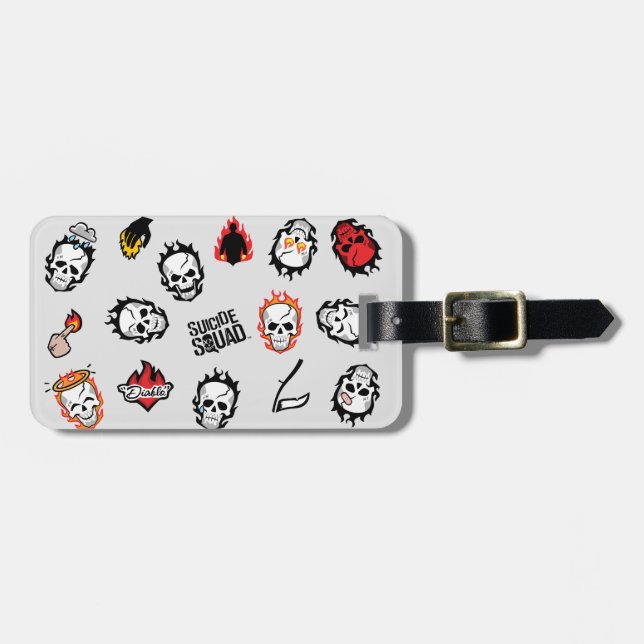 Étiquette À Bagage Équipe de suicide | Motif Diablo Emoji (Devant horizontal)