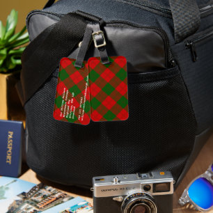Étiquette À Bagage Erskine tartan rouge vert plaid