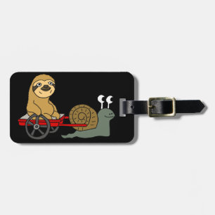 Étiquette À Bagage Escargot mignon tirant la paresse dans le chariot