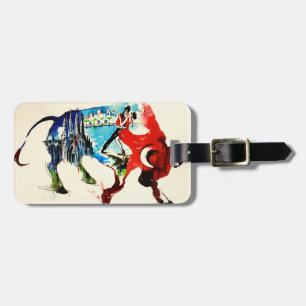 Étiquette À Bagage Espagne Bull Vintage voyage Love Aquarelle