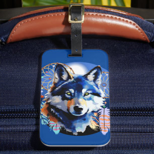 Étiquette À Bagage Esprit animal natif du loup