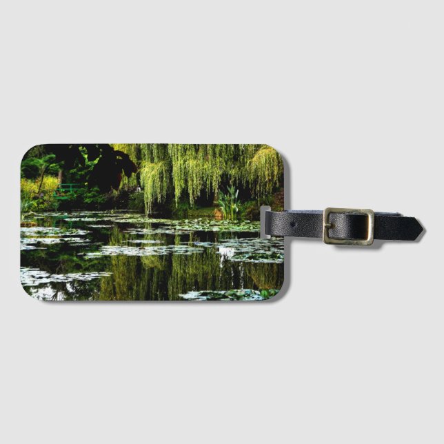 Étiquette À Bagage Étang de Lily avec saules de Monet, Giverny, Franc (Devant Horizontal)