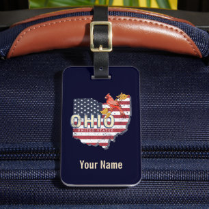 Étiquette À Bagage État de l'Ohio États-Unis Carte rétro Vintage USA
