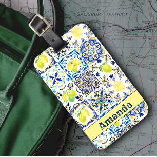 Étiquette À Bagage Été agrumes siciliens majolica méditerranéenne