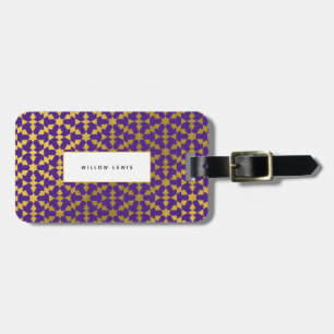 Étiquette À Bagage Ethnic Marocain violet et Motif d'or