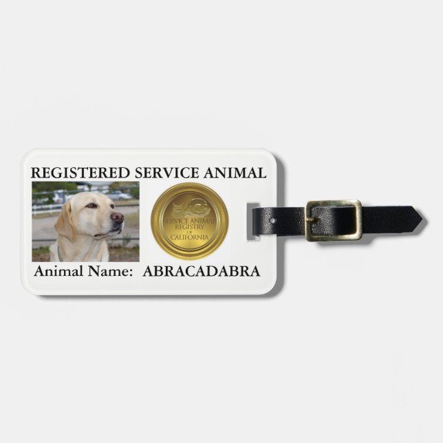 Étiquette À Bagage Étiquette animale enregistrée de service (avec (Devant horizontal)