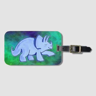 Étiquette À Bagage Étiquette bleue de bagage de Triceratops