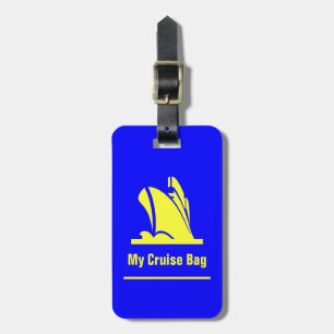 Étiquette À Bagage Étiquette bleue et jaune de bateau de croisière de