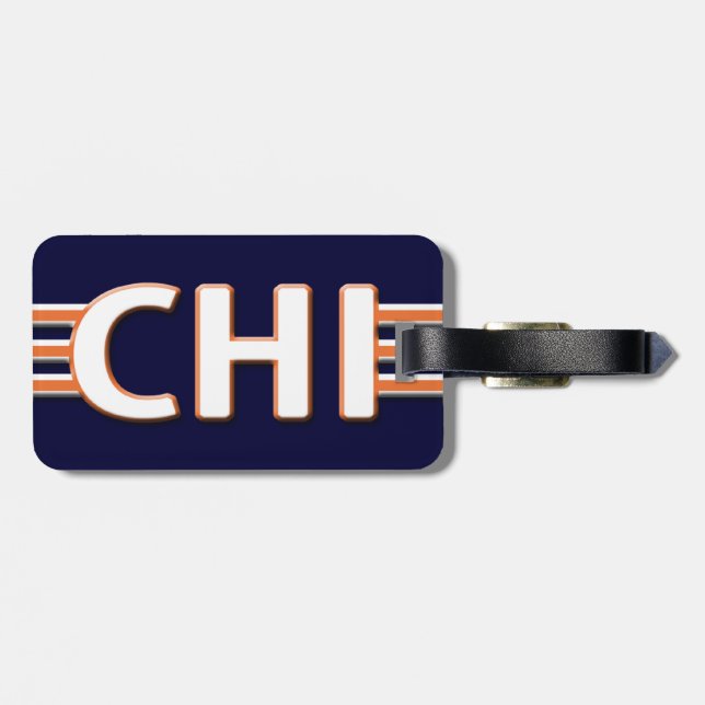 Étiquette À Bagage Étiquette bleue et orange de Chicago de bagage (Dos horizontal)