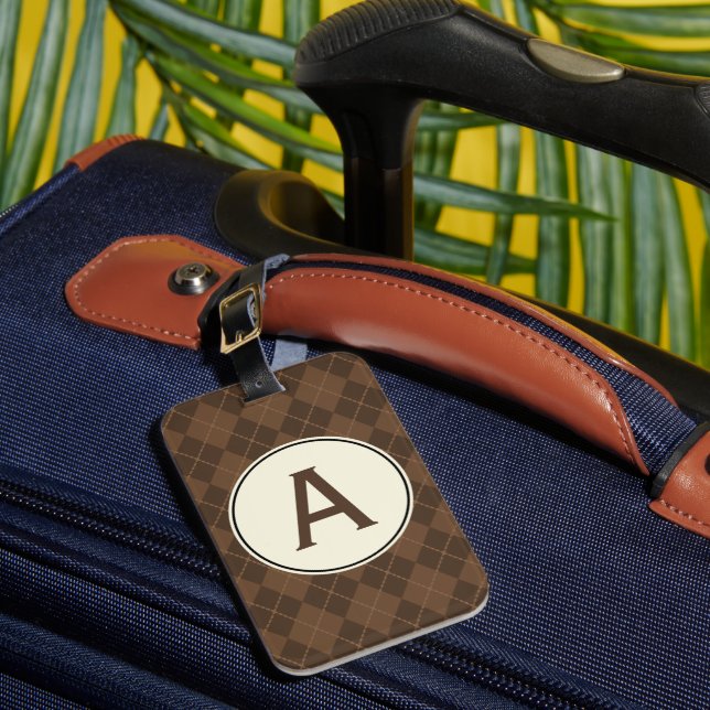 Étiquette À Bagage Étiquette cadeau de la valise de monogramme (Insitu Rectoal 1)