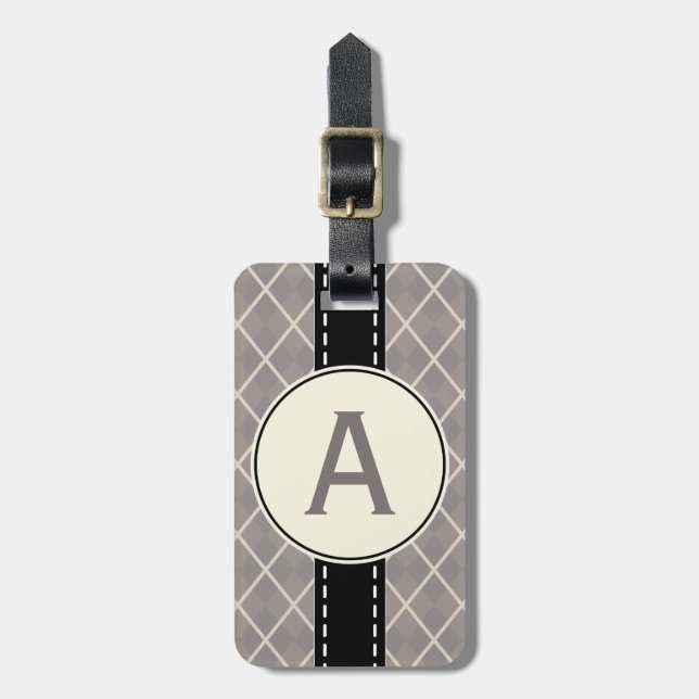 Étiquette À Bagage Étiquette cadeau de la valise pour monogramme sur  (Devant Vertical)