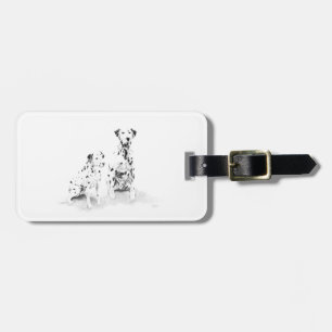 Étiquette À Bagage Étiquette canine dalmatienne de bagage de dessin