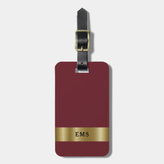Étiquette À Bagage Étiquette classique Monogramme rouge et or