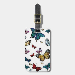 Étiquette À Bagage Étiquette colorée de bagage de papillons de