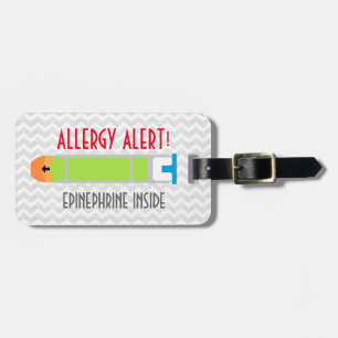Étiquette À Bagage Étiquette d'alerte d'allergie d'adrénaline pour la