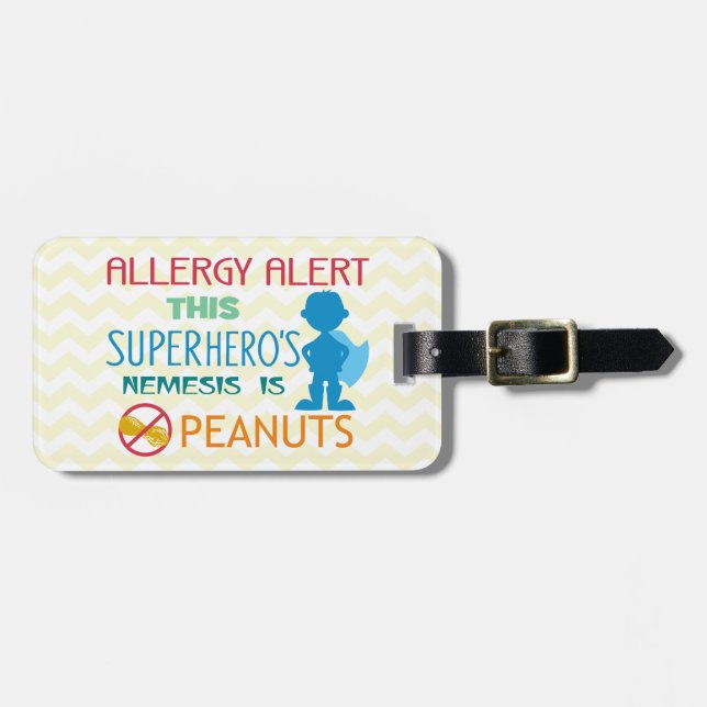 Étiquette À Bagage Étiquette d'alerte de super héros d'allergie (Devant horizontal)