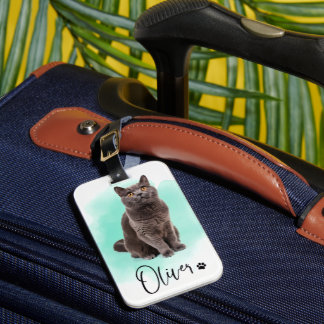 Étiquette À Bagage Étiquette de bagage avec illustration de chat mign