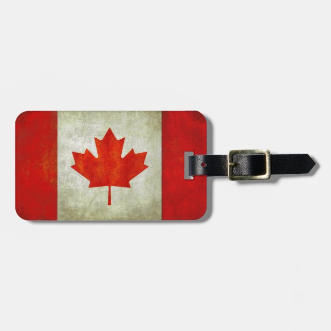 Étiquette À Bagage Étiquette de bagage avec le drapeau canadien (Devant horizontal)