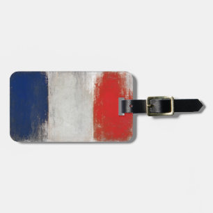 Étiquette À Bagage Étiquette de bagage avec le drapeau français frais