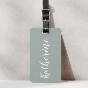 Étiquette À Bagage Étiquette de bagage avec nom en calligraphie vert