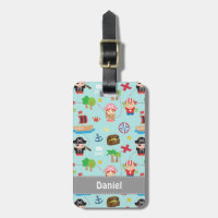 Étiquette de bagage aventure de pirate mignon Trés