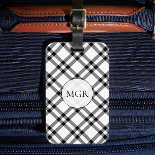 Étiquette À Bagage Étiquette de bagage carreau bison noir et blanc