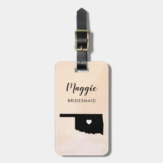 Étiquette À Bagage Étiquette de bagage carte de l'Oklahoma, Bienvenue (Devant Vertical)