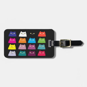 Étiquette À Bagage Étiquette de Bagage Chat Coloré Noir Mignon Kawaii