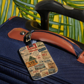 Étiquette À Bagage Étiquette de bagage collage tampon de voyage vinta
