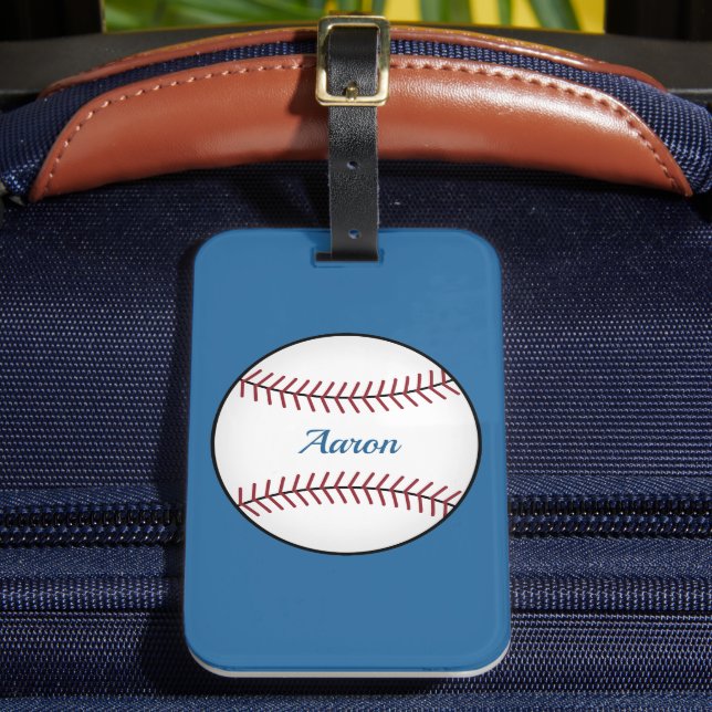 Étiquette À Bagage Étiquette de bagage de baseball bleu clair personn (Insitu Rectoal 2)