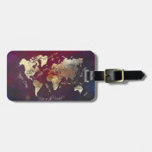 étiquette de bagage de carte du monde