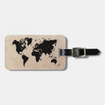 étiquette de bagage de carte du monde
