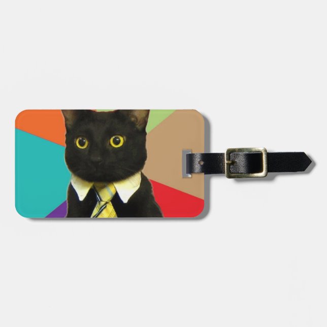 Étiquette À Bagage Étiquette de bagage de chat d'affaires (Devant horizontal)