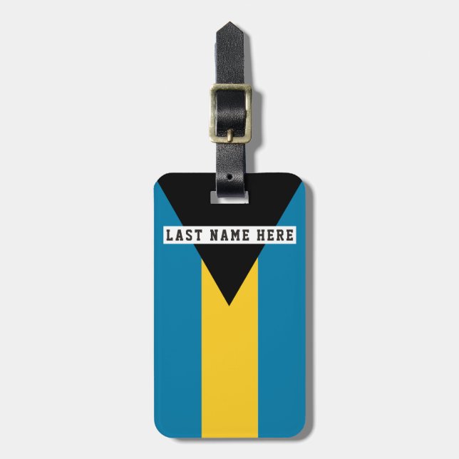 Étiquette À Bagage Étiquette de bagage de drapeau des Bahamas (Devant Vertical)