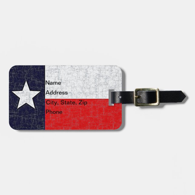 Étiquette À Bagage Étiquette de bagage de DRAPEAU d'ÉTAT du TEXAS (Devant horizontal)