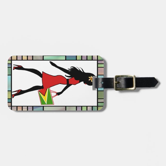 Étiquette À Bagage Étiquette de bagage de fille de la Guyane (Devant horizontal)